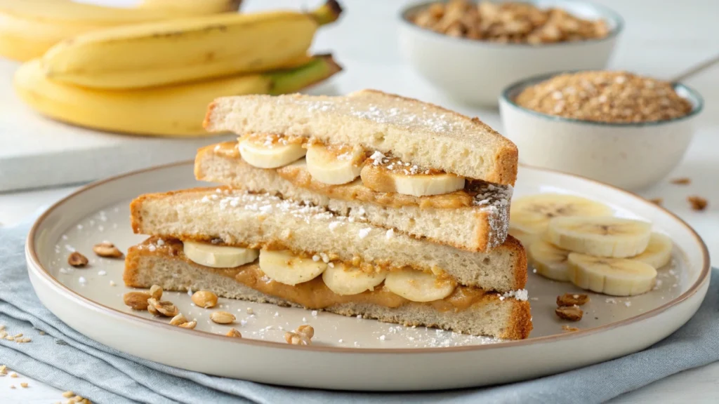 Frozen banana bites dipped in peanut butter and chocolate chips.