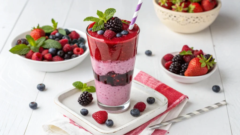 Person Drinking Berry Blast Smoothie