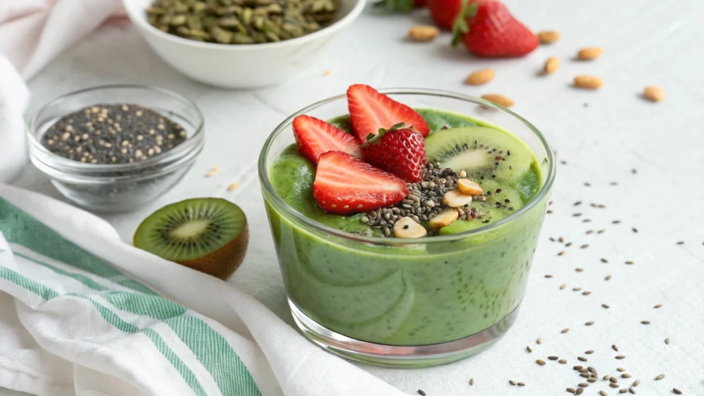 Person enjoying a Green Power Smoothie after exercise.