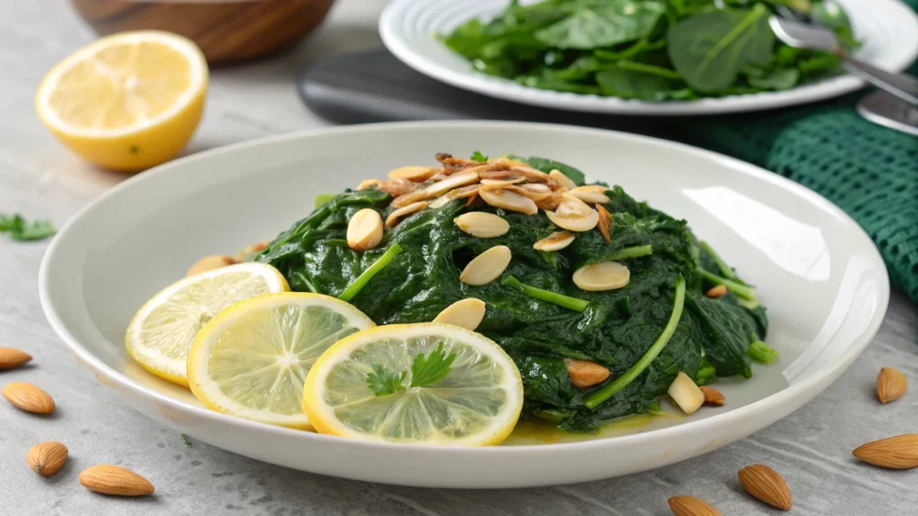 Creamy spinach cooked with garlic and cream