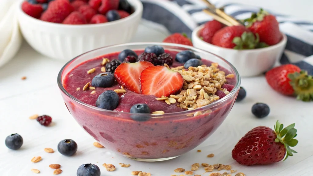 Berry Blast Smoothie Ingredients Flat Lay
