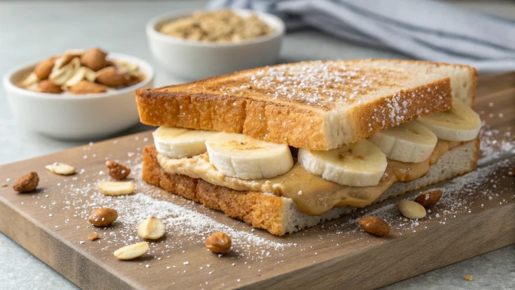 Creamy peanut butter being spread on ripe banana slices.
