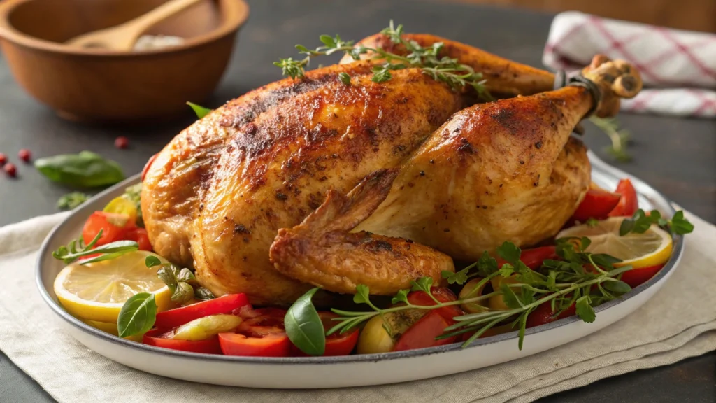 Grilled chicken breasts sizzling on a barbecue grill